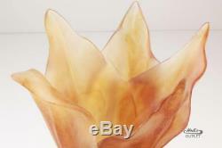 Daum Vase Moyen Modele Tulipe Tulip Flower Amber Tone Pate De Verre Crystal