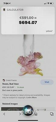 Daum pate de verre rose bud vase