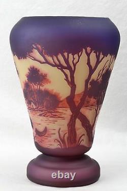 DeVez French Cameo Scenic Town by Lake Vase, 1920's