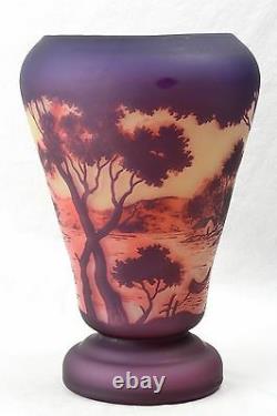 DeVez French Cameo Scenic Town by Lake Vase, 1920's