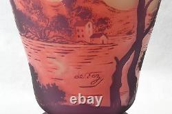 DeVez French Cameo Scenic Town by Lake Vase, 1920's