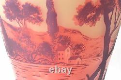 DeVez French Cameo Scenic Town by Lake Vase, 1920's