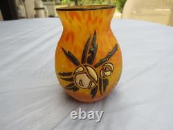 Delatte Nancy French Enamelled Glass Vase c1920