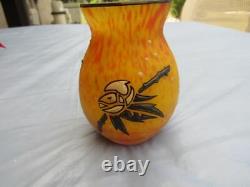 Delatte Nancy French Enamelled Glass Vase c1920