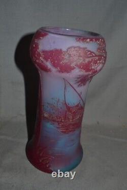 Devez French Caneo Art Glass Vase 8 Inch