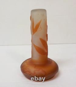 EMILE GALLE French CAMEO Art Glass 3.75 Miniruew Vase, c. 1900