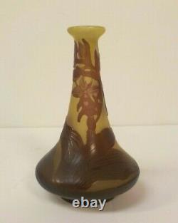 EMILE GALLE French CAMEO Art Glass Miniature 4.25 Vase, c. 1910