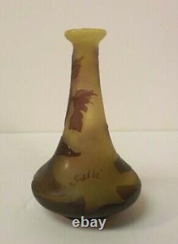 EMILE GALLE French CAMEO Art Glass Miniature 4.25 Vase, c. 1910