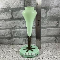 Early 1900s French Jadeite/Jadite Epergne Vase Uranium/Vaseline Glass