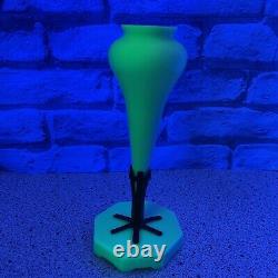 Early 1900s French Jadeite/Jadite Epergne Vase Uranium/Vaseline Glass