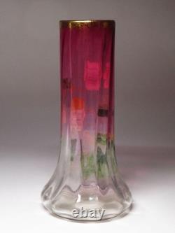 Early 20Th Century French Antique Gold Red Glass Enamel Violet Vase Flower
