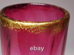 Early 20Th Century French Antique Gold Red Glass Enamel Violet Vase Flower