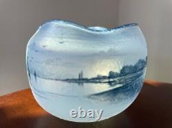 Early Daum Nancy Etched and Enameled Opalescent Glass vase, Dutch Landscape