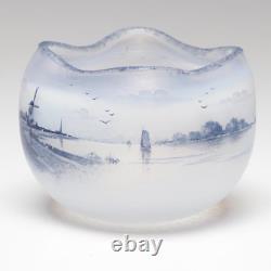 Early Daum Nancy Etched and Enameled Opalescent Glass vase, Dutch Landscape