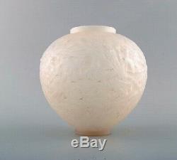 Early René Lalique Gui vase in clear and frosted art glass