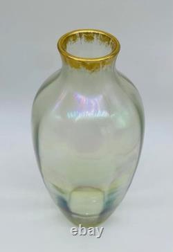 Elegant Antique French LEGRAS IRIDESCENT GOLD GILDED GLASS VASE
