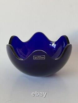 Elegant Saint Louis French Cobalt Blue Modern Art Glass Bowl Vase Vintage France