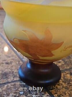 Emile Cameo Glass Vase Jar Lidded Signed Galle Art Florals Lilly Art Glass 4