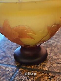 Emile Cameo Glass Vase Jar Lidded Signed Galle Art Florals Lilly Art Glass 4