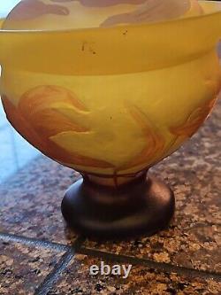Emile Cameo Glass Vase Jar Lidded Signed Galle Art Florals Lilly Art Glass 4