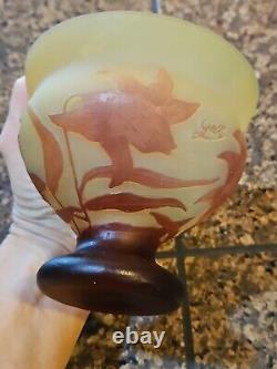 Emile Cameo Glass Vase Jar Lidded Signed Galle Art Florals Lilly Art Glass 4