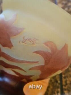 Emile Cameo Glass Vase Jar Lidded Signed Galle Art Florals Lilly Art Glass 4