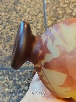 Emile Cameo Glass Vase Jar Lidded Signed Galle Art Florals Lilly Art Glass 4