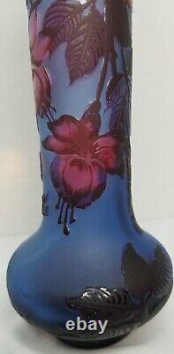 Emile Galle' Cameo Glass Cobalt Glass Vase 4 Color French 9 VTG