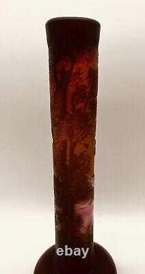 Emile Galle French Acid Etched 3 Layer Cameo Art Glass Vase REPRODUCTION Mint