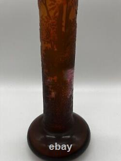 Emile Galle French Acid Etched 3 Layer Cameo Art Glass Vase REPRODUCTION Mint