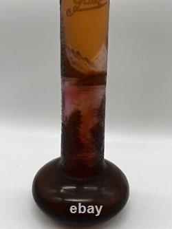 Emile Galle French Acid Etched 3 Layer Cameo Art Glass Vase REPRODUCTION Mint