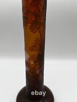 Emile Galle French Acid Etched 3 Layer Cameo Art Glass Vase REPRODUCTION Mint