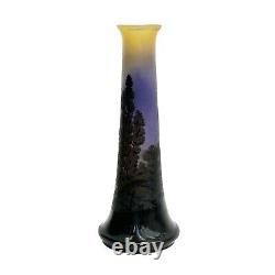 Emile Galle French Acid Etched Scenic Cameo Glass Vase circa 1880 cracked 18