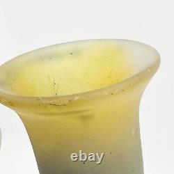 Emile Galle French Acid Etched Scenic Cameo Glass Vase circa 1880 cracked 18