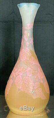 Emile Galle' French Art Glass Cameo Vase 1890 to 1920