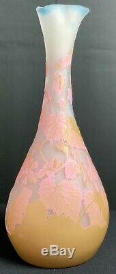 Emile Galle' French Art Glass Cameo Vase 1890 to 1920