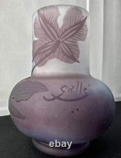 Emile Galle French Vase Cameo Glass Authentic Signed Gallé 3.5 Authentic Orig