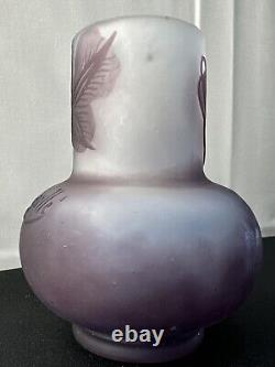 Emile Galle French Vase Cameo Glass Authentic Signed Gallé 3.5 Authentic Orig