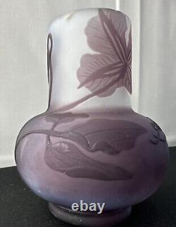 Emile Galle French Vase Cameo Glass Authentic Signed Gallé 3.5 Authentic Orig