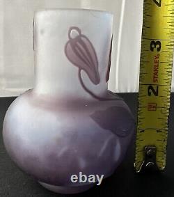 Emile Galle French Vase Cameo Glass Authentic Signed Gallé 3.5 Authentic Orig