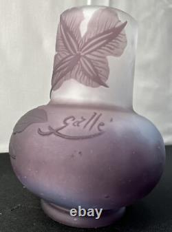 Emile Galle French Vase Cameo Glass Authentic Signed Gallé 3.5 Authentic Orig