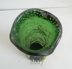 Emile Galle French cameo glass pitcher in green with iris decoration