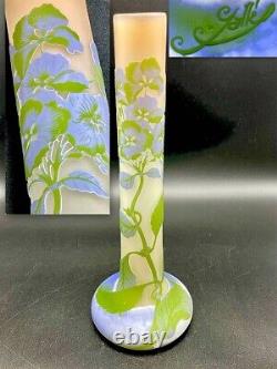 Emile Galle Glass Vase Hydrangea Floral Design Star Sign 13.5in 1904-1906