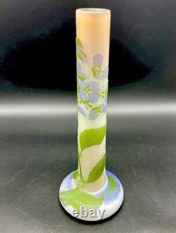 Emile Galle Glass Vase Hydrangea Floral Design Star Sign 13.5in 1904-1906