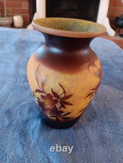 Emile Galle Glass Vase Signed 8 Tall