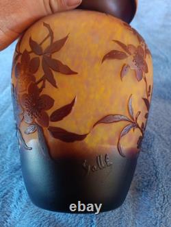 Emile Galle Glass Vase Signed 8 Tall