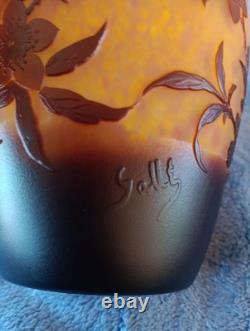 Emile Galle Glass Vase Signed 8 Tall