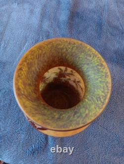 Emile Galle Glass Vase Signed 8 Tall