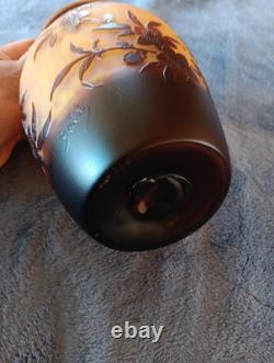 Emile Galle Glass Vase Signed 8 Tall