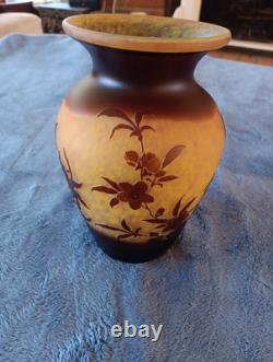 Emile Galle Glass Vase Signed 8 Tall